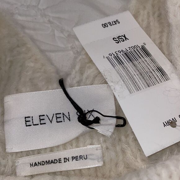NWT 478.00- ELEVEN SIX ZARIA SWEATER IVORY W/BEADS XS/S OVERSIZED CROP HAND KNIT - Picture 5 of 13